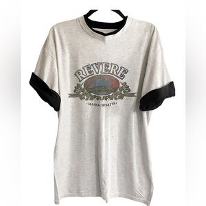 Vintage 1999 MyTown Original Revere MA Double Sleeve Heather Gray Tee USA Made L